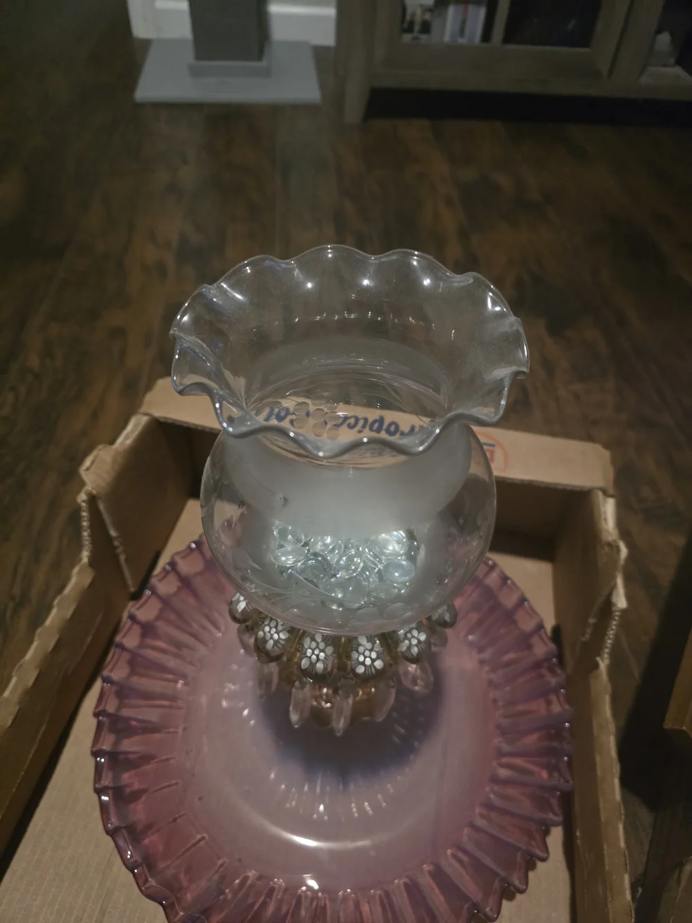 Antique Cranberry Boudoir Parlor Lamp